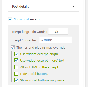 Term Posts Excerpt Extension. Additional options