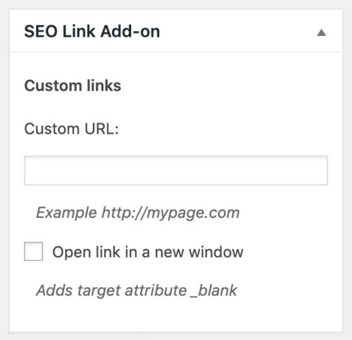 Set the external links in the post edit admin window